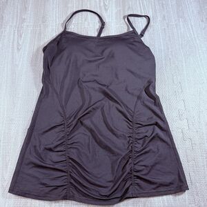 Zella Athletic Black Tank Top Ruched Shelf Bra Adjustable Straps Medium